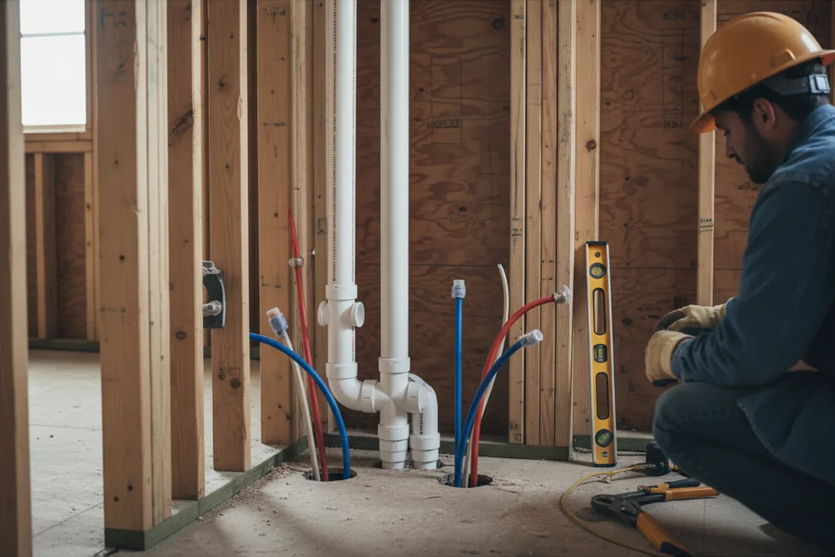Drain and supply rough-in during Leak Detection in Shedd
