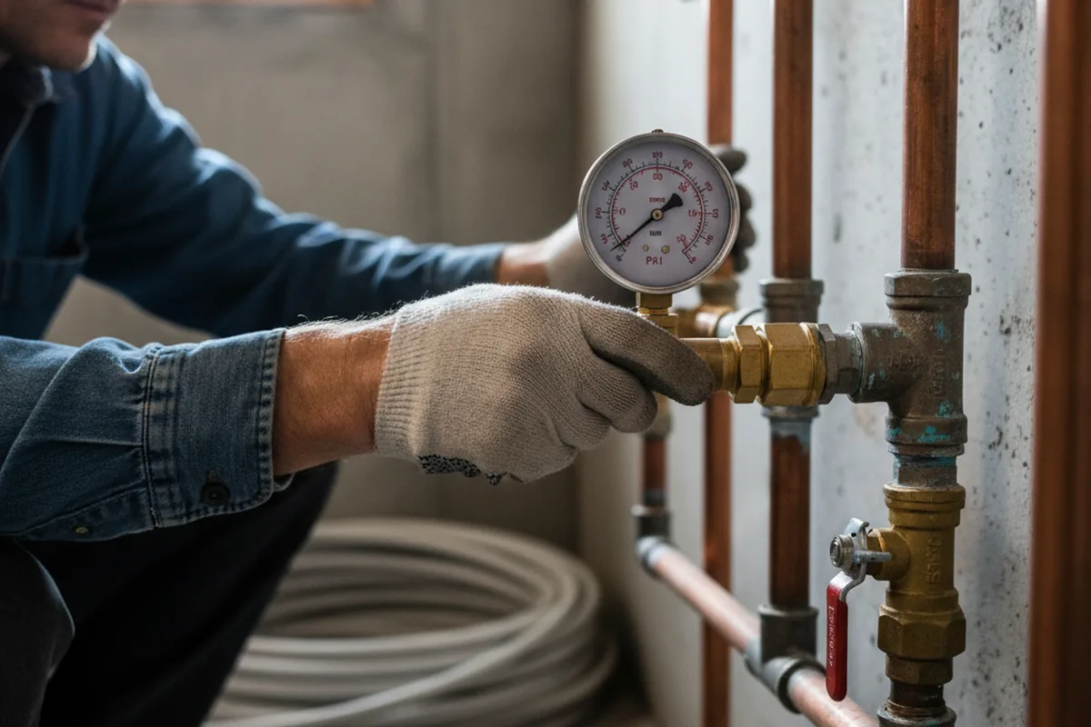 Pressure testing a repaired line during Water Line Repair in Shedd
